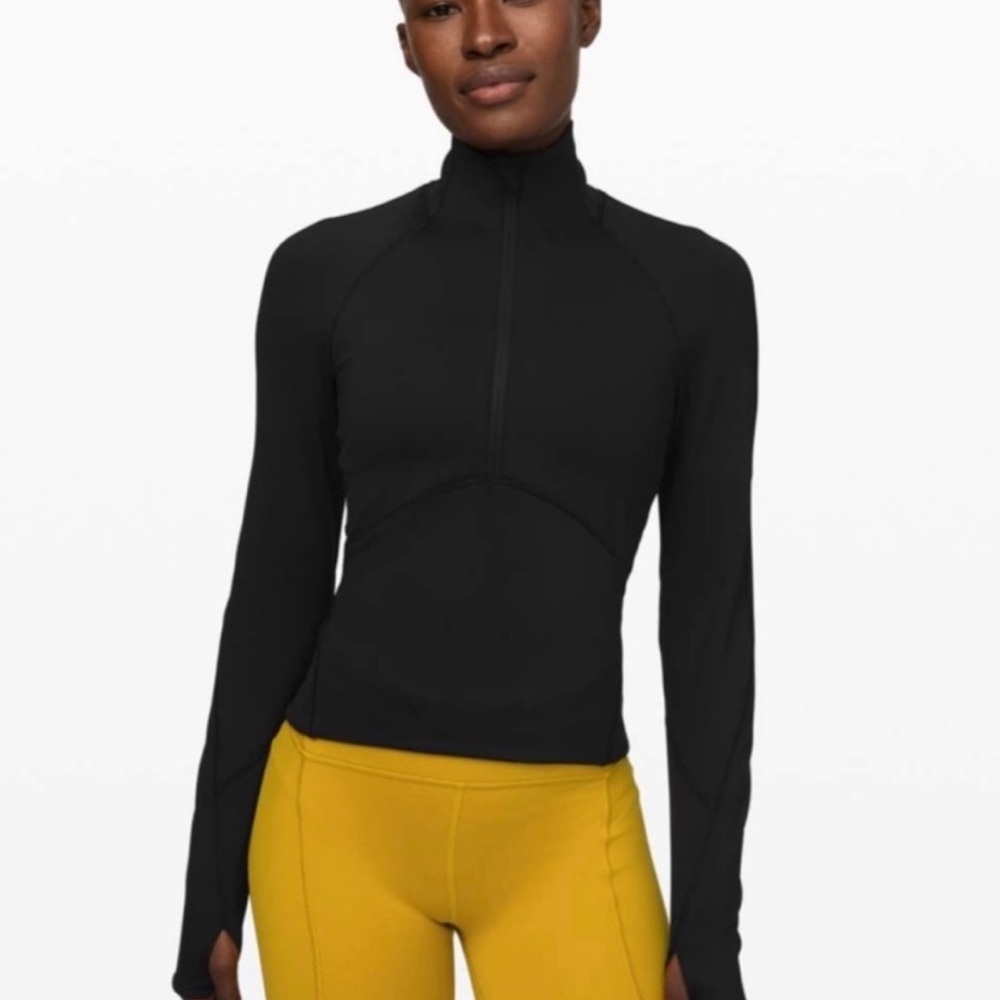 Lululemon always alert black half zip running sweater size 8
